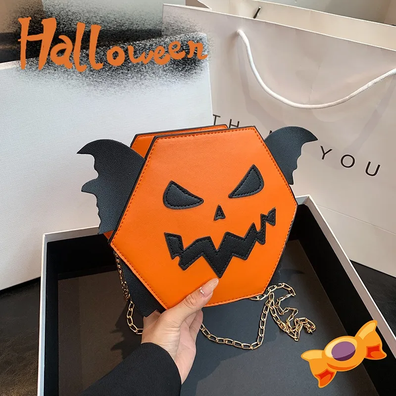 

2024 New Funny Halloween Pumpkin Women's Bag Fashion Crossbody Bag Single Shoulder Crossbody Chain Women's Bag