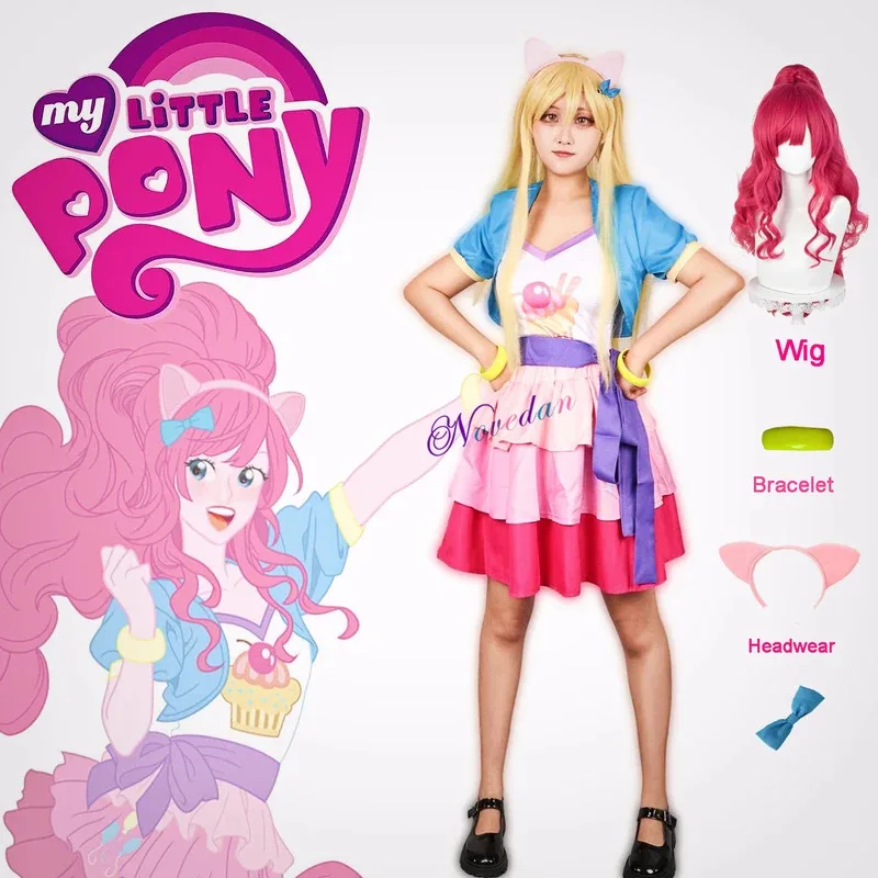 

Pinkie Pie Cosplay Wig Pink Hair Anime Little Pony Costume Twilight Sparkle Cosplay Dress Girls Birthday Party Princess Costume