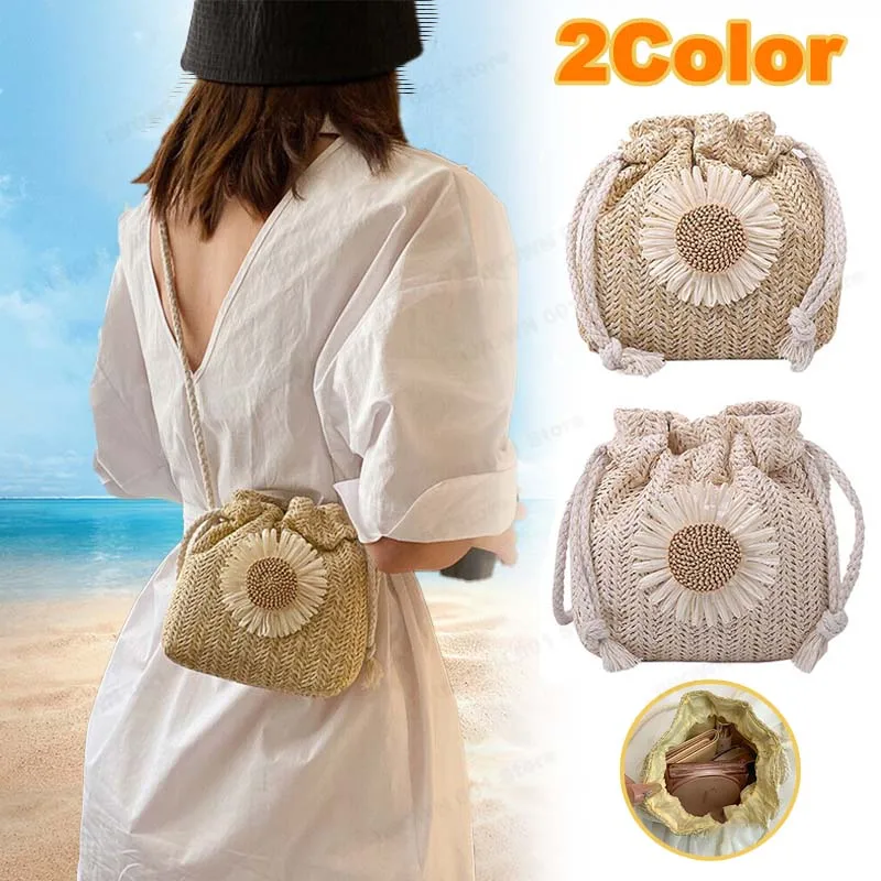 

2025 Hot Sale Rattan Woven Women Straw Bag Handbag Knit Summer Beach Woman Shoulder Messenger Khaki Beige Bags Fashion Creative