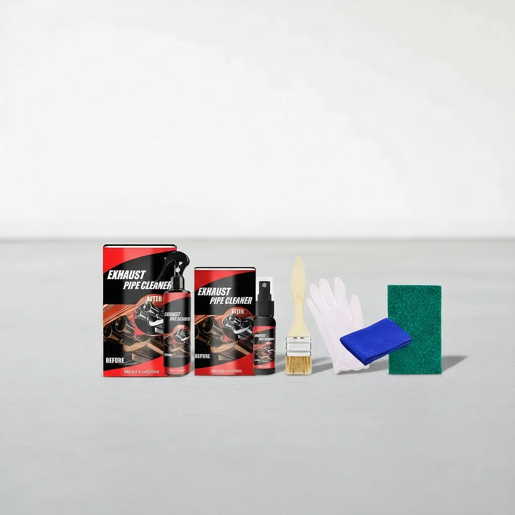 

120ml Car Motorcycle Exhaust Pipe Cleaner - Rust Remover with Gloves & Brush Repair Tool Set