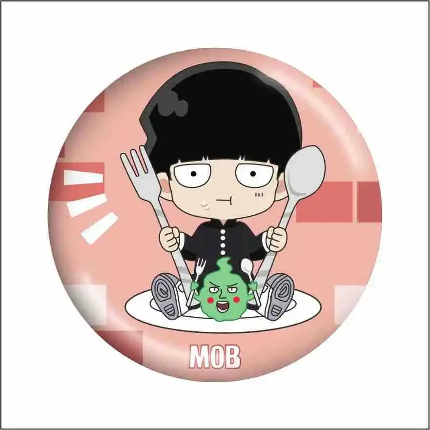 Mob Kageyama Anime Kawaii Famous Characters Peripheral Mini Badges and Pins HD Pattern Accessories Costumes Badge 2D Style Props