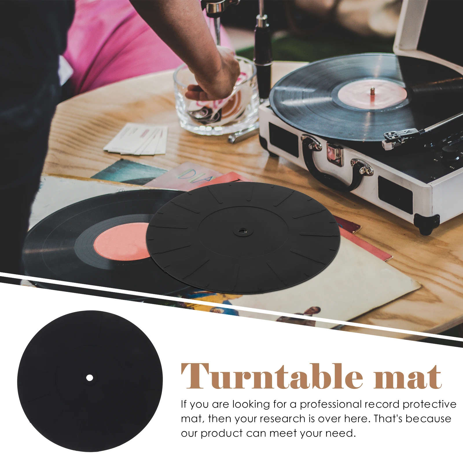 

Record Player Silicone Turntable Pad Slip Mat Accessories Mats Vinyl Black Soft Slipmat