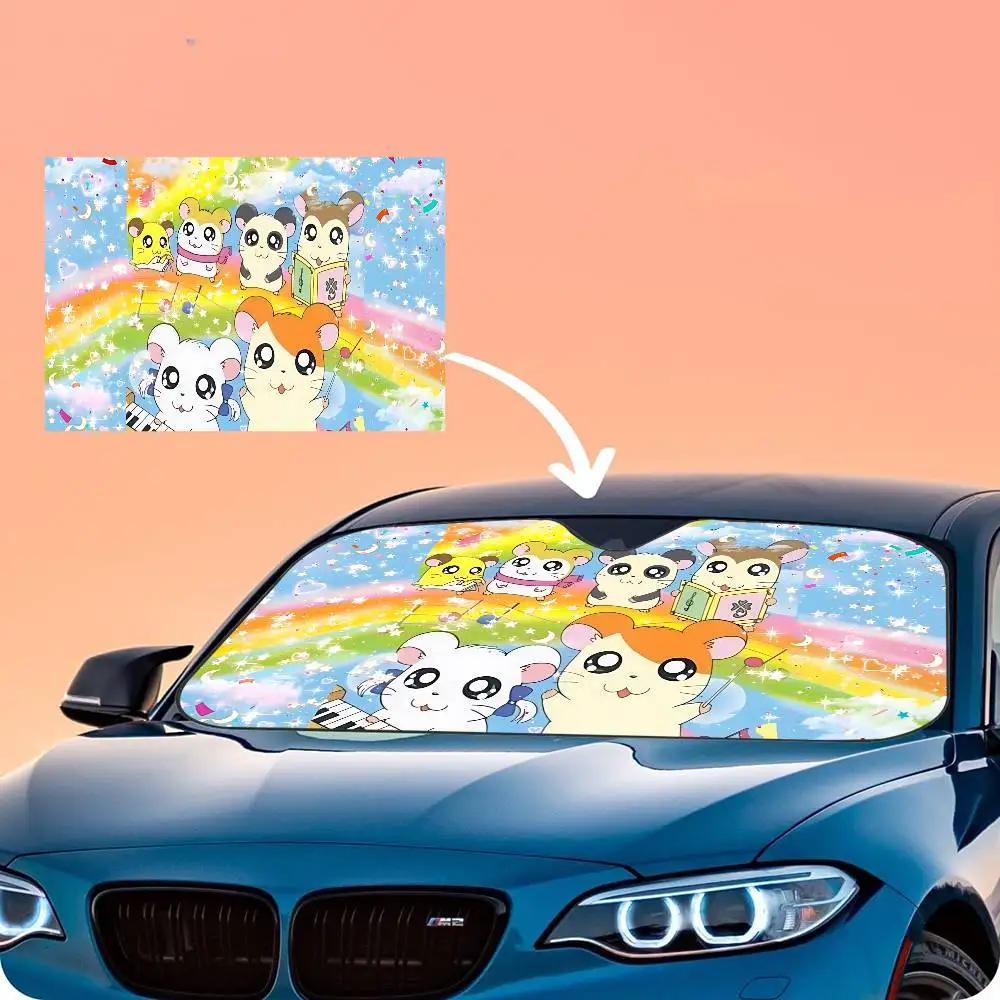 funny cartoon h-Hamtaro Car Sun Shade Front Window Sunshade for Most Sedans SUV Blocks Max Uv Rays Keep Your Vehicle Cool