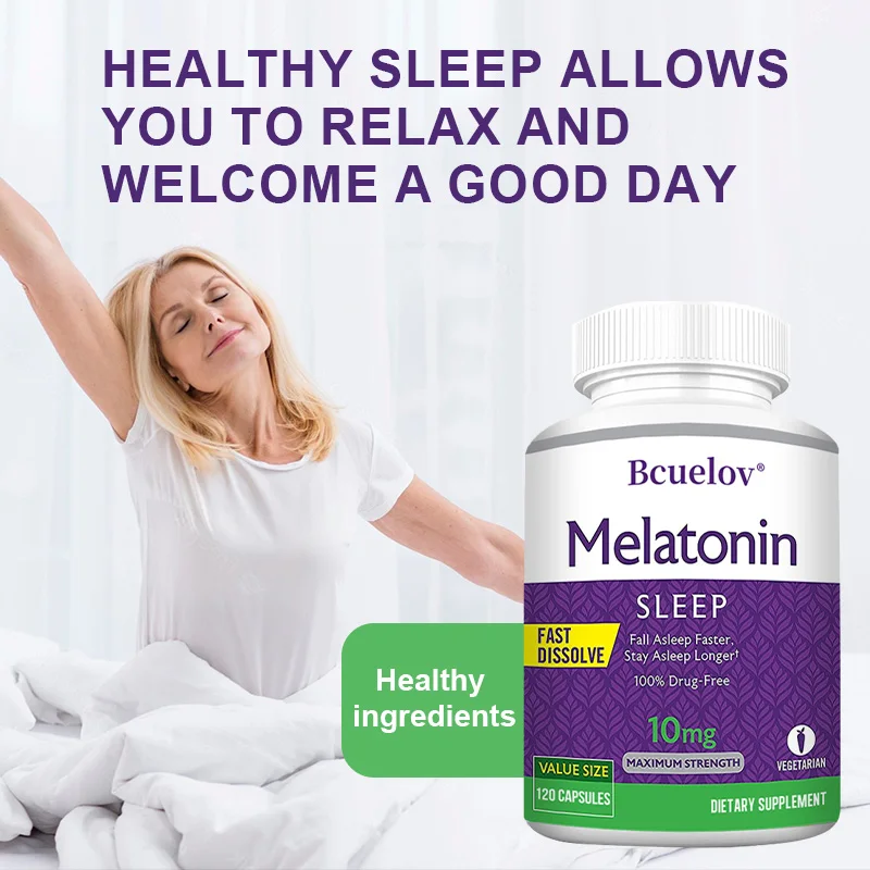 Bcuelov  Melatonin 10 Mg, Sleep Dietary Supplement, 120 Capsules - Healthy Sleep