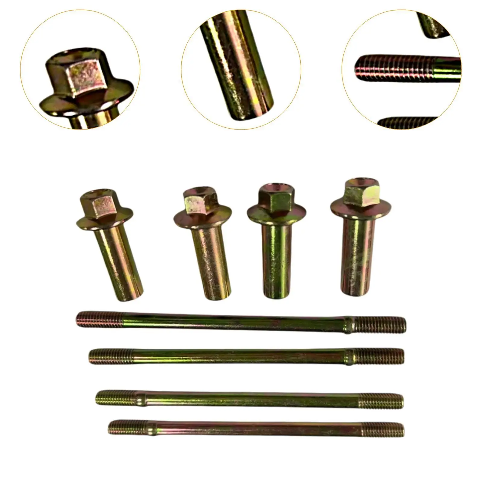 Motor Cylinder Head Bolt Kit Brass Engine Component Stud Nut Complete Replacement for Zongshen CG200 CG125 CG150 Upgrade