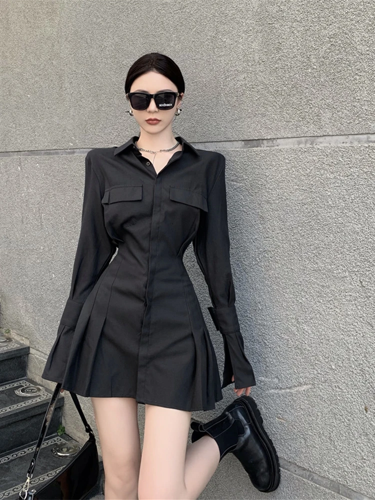 

Sexy Bla Long Sve irt Dr Slimming ort A-Line Skirt for plus Size Women High Waist Korean Sle Commute Spring Dr