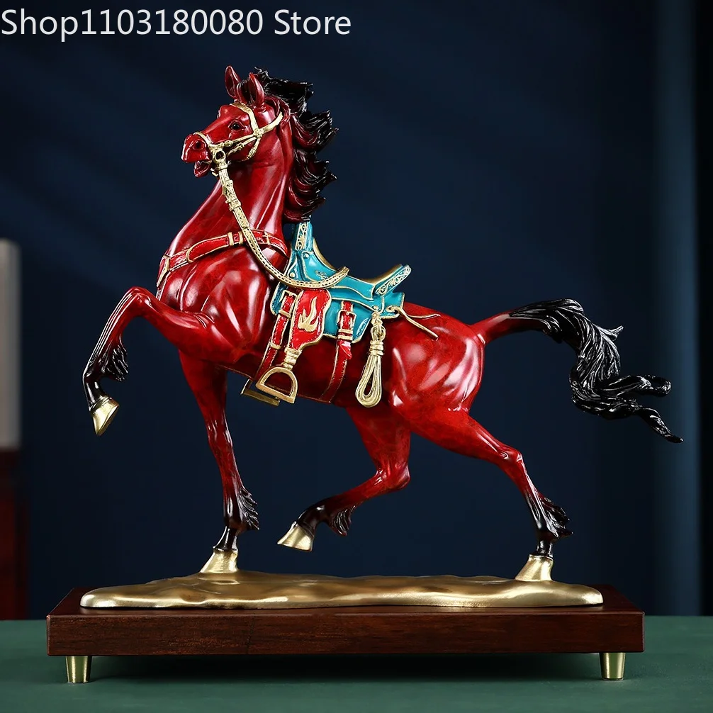 Statue de cheval en cuivre de 32 cm, sculpture 'Horse come successful', symbole d'ambition et de réussite.