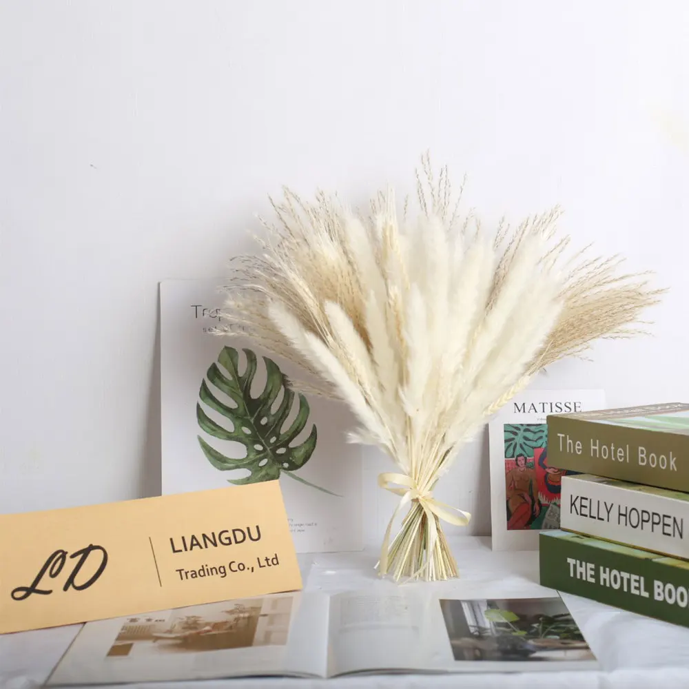 Ins Natural Dried Flower Bouquet Pampas Grass Large Boho Bohemian Flower Bunch For Wedding Creative Home Living Room Decoration