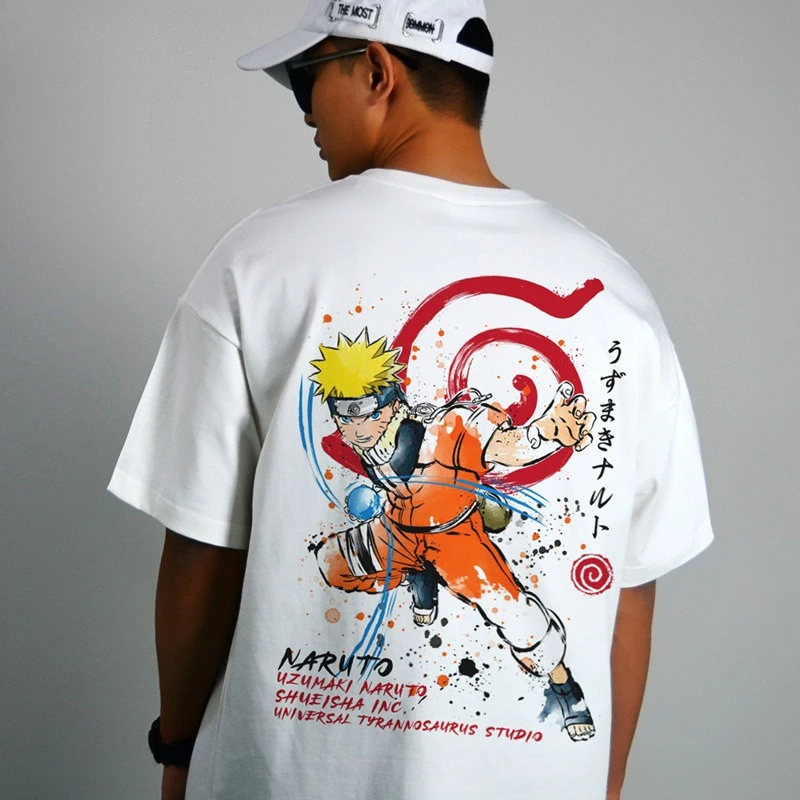 

New Summer Japanese Anime Naruto Sasuke Naruto Short-sleeved T-shirt Joint Male and Female Pure Cotton Loose Men Women Summer
