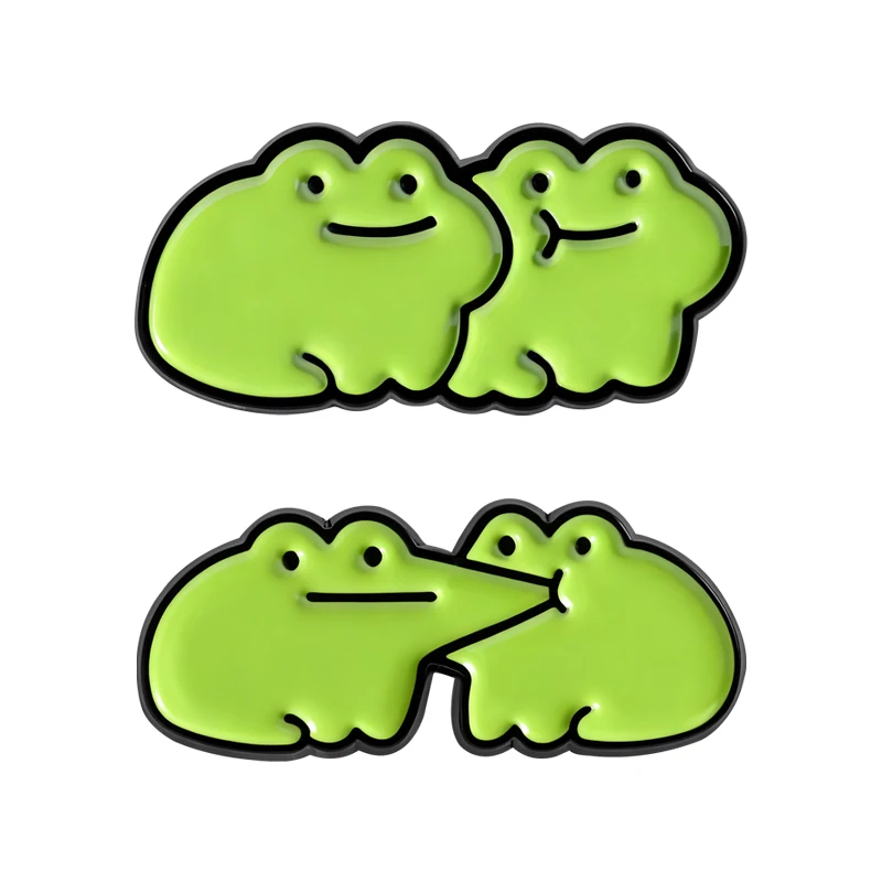 Bonito sapo beijo bochecha broche esmalte pinos engraçado dos desenhos animados sapo aconchego broches mochila lapela crachá jóias presente para amantes amigos