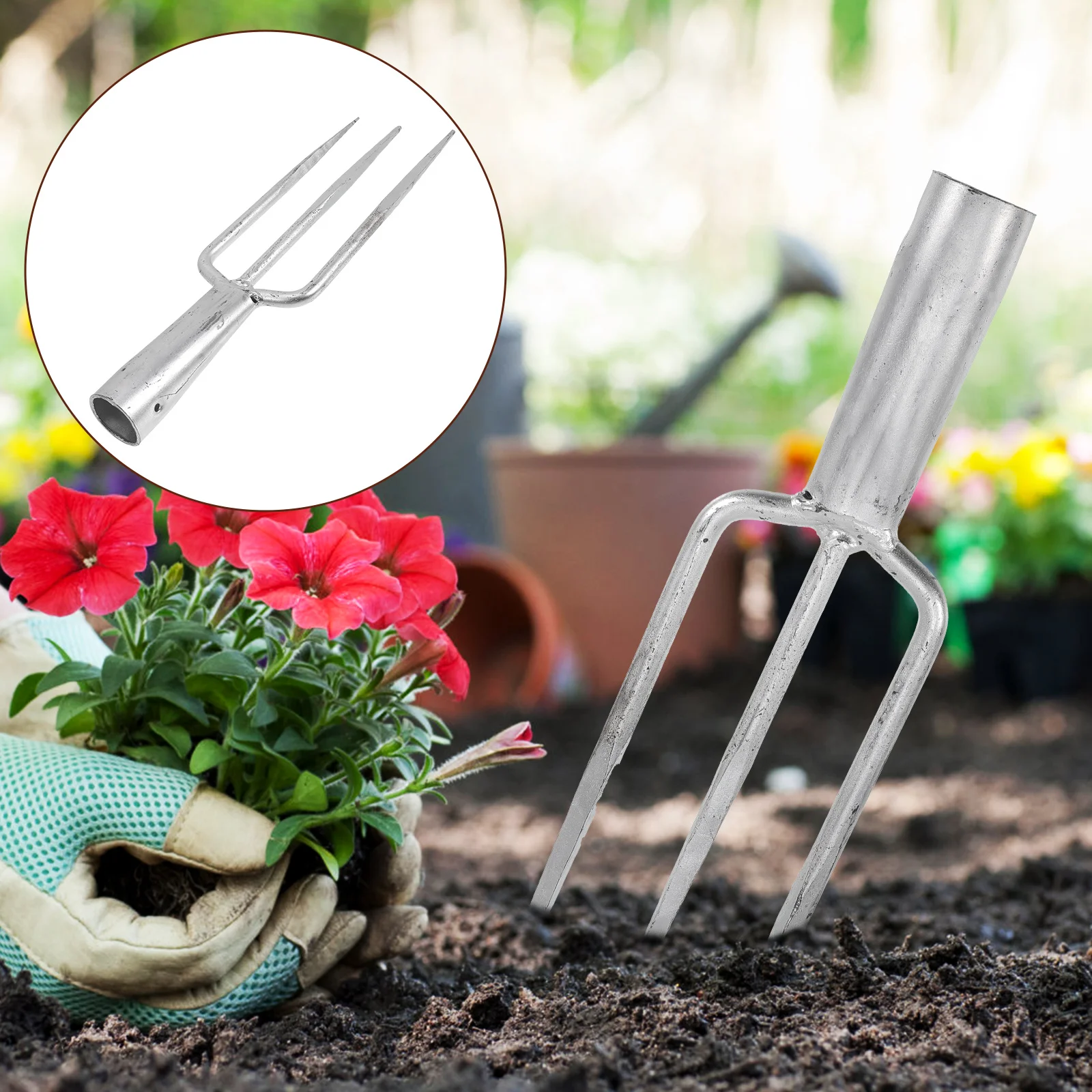 

Iron Fork Heavy Duty Gardening Tool Outdoor Digging Weeding Tamper Fishing Equipment Metal Tackle Garden Weeder
