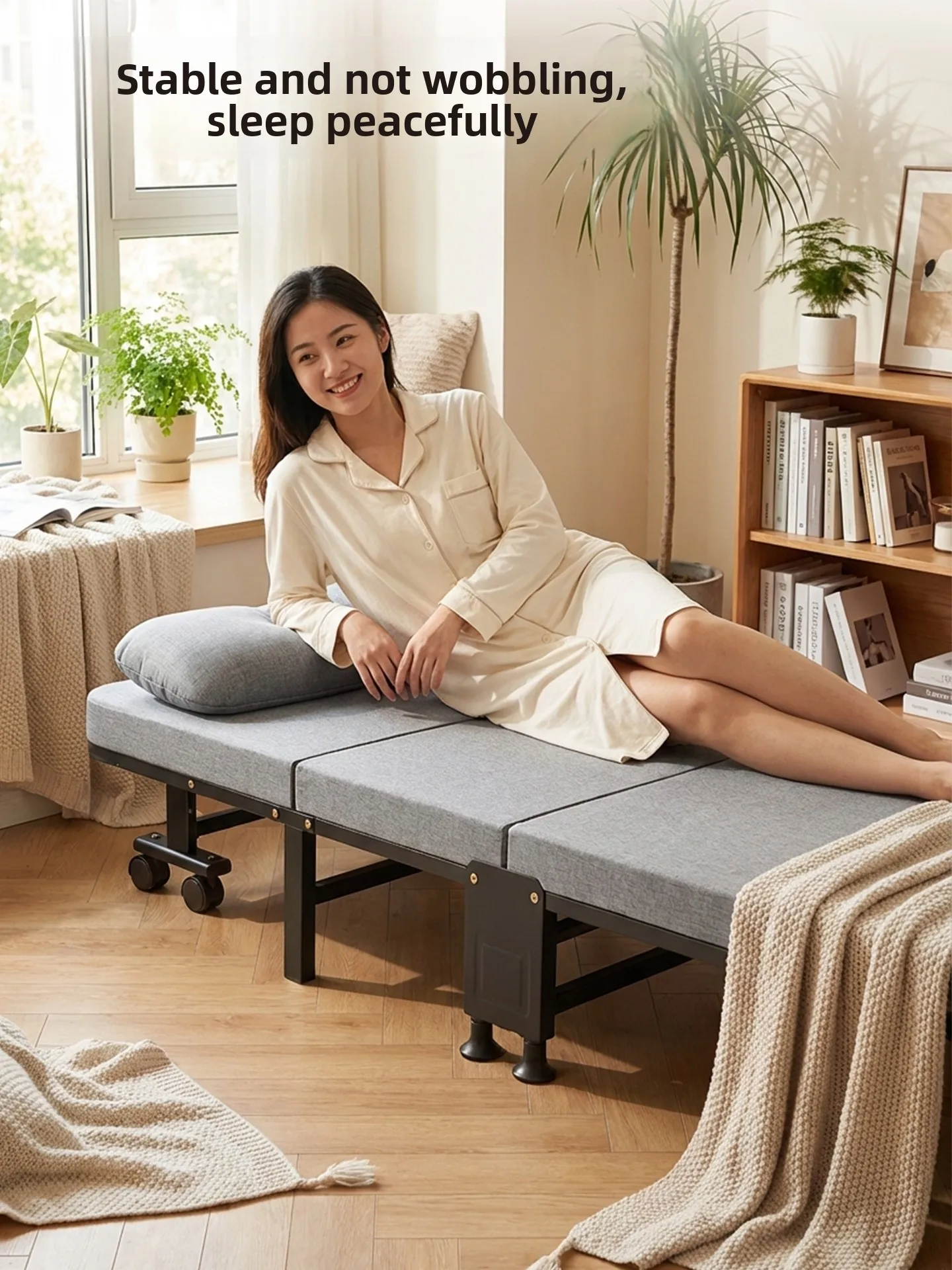 Yjq foldable bed lunch break office single nap home stable bold simple temporary portable bed