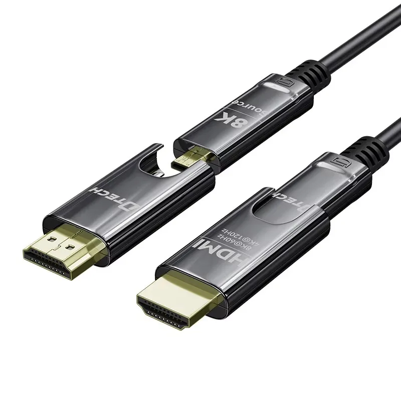 DTECH Gold Plated Connector Cable Support EARC 3D HDR 8K HDMI 2.1 Type D-A Fiber Optic Cable 100 Meters