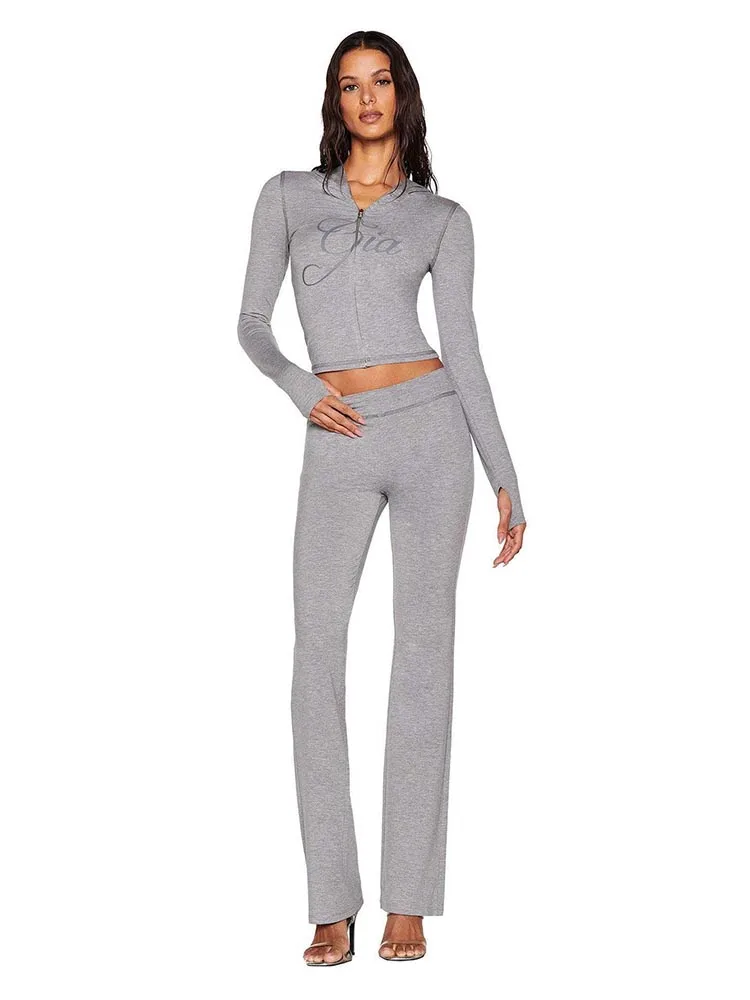 Letter Printed Peplum Casual Long Sleeve Top Street Harajuku Aesthetic Fashion Gothic Vintage Zip Hoodie Y2k Clothing