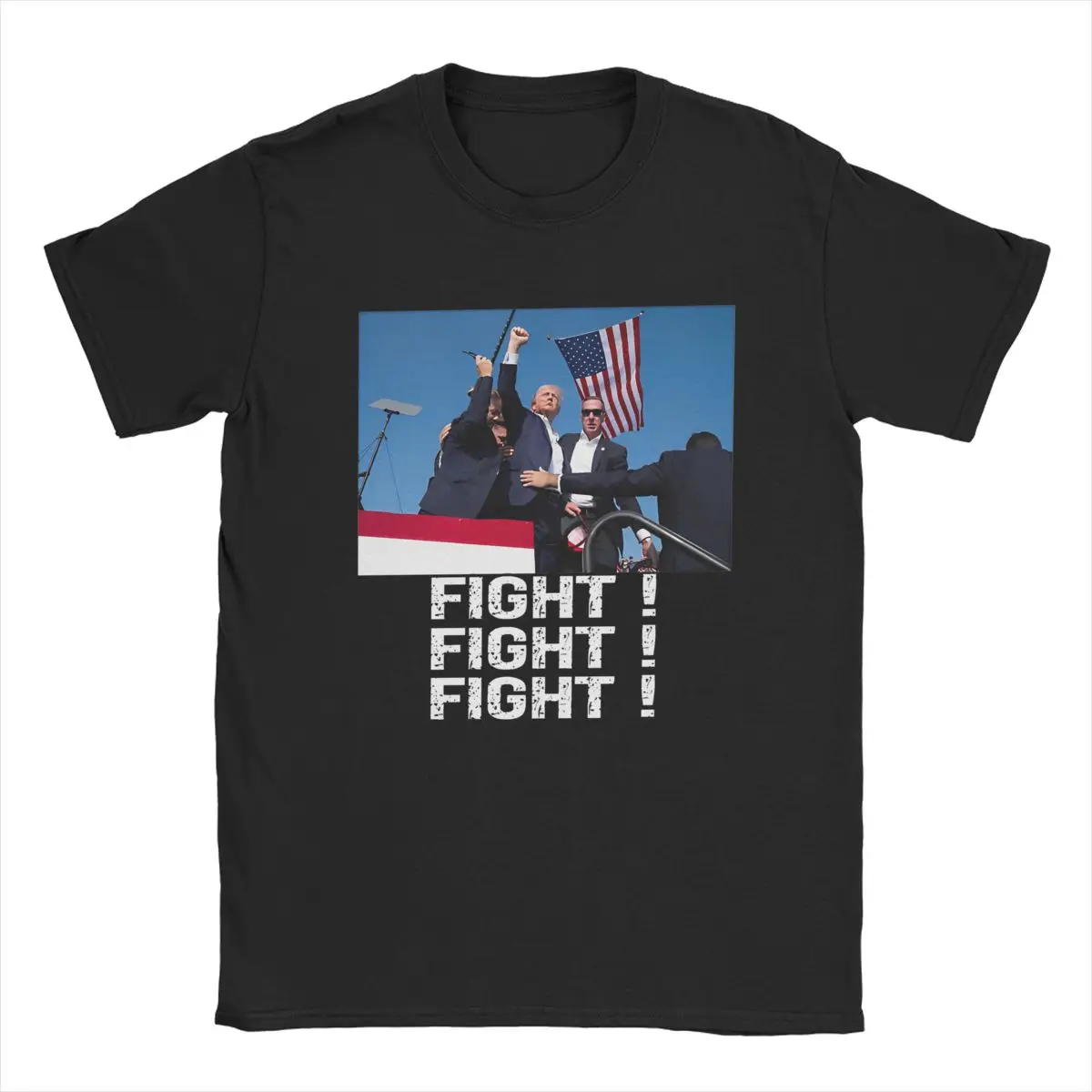 Fighting America Donald Trump Injured T-Shirts Men Crewneck Cotton T Shirts Assassination Attempt Short Sleeve Tee 4XL 5XL 6XL