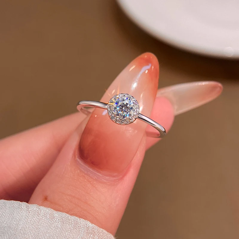 

KNB 0.3CT Certified Moissanite Diamond Simple Small Ring for Women's Daily Wear Real 925 Sterling Silver Luxury Fine Jewelry