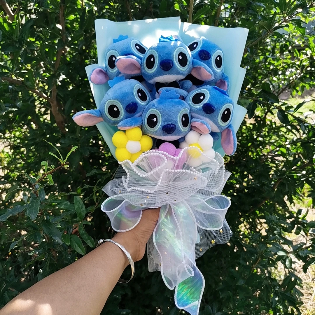 Anime Lilo and Stitch Plush Doll Toys Rose Bouquet Cartoon Stuffed Animals Valentine\'s Day Christmas Birthday Wedding Party Gift