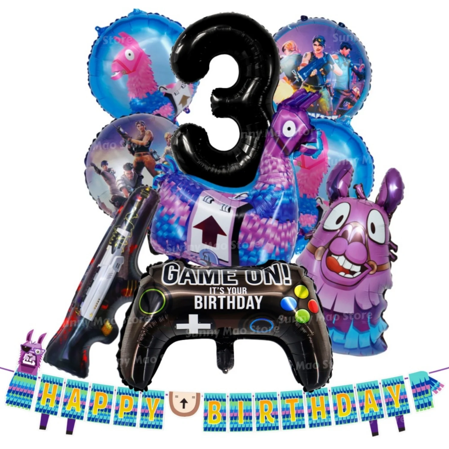 Fortnite Shooting Game Theme Birthday Balloon Decoration Set  32" Number Air Foil Ballons Kids Party Supplies Gift Favor Decor view 5