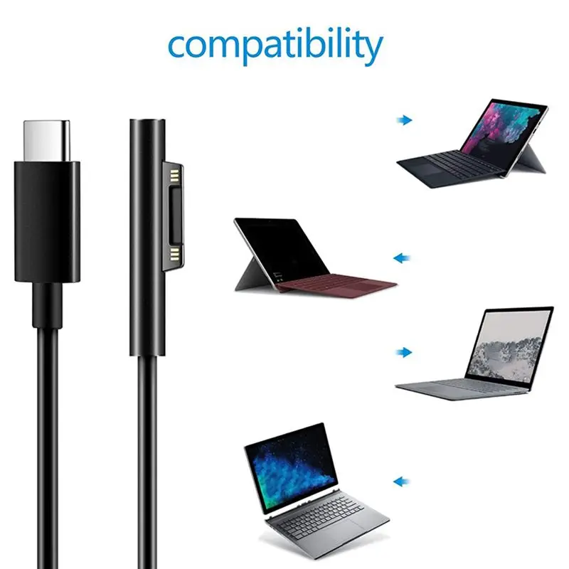 Stylish-3X For Surface Connect To USB C Charging Cable Compatible For Surface Pro 3/4/5/6/7, Surface Laptop 3/2/1,Surface Go
