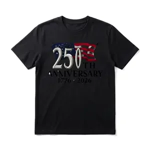 Patriotic 250th Anniversary Men's Graphic TShirt, 100% Cotton Short Sleeve Soft Top, Vintage Bold Typography Graphic Print Design, for Daily Wear, Streetwear, Independence Day Celebration, Gift for Men, Women and Friends