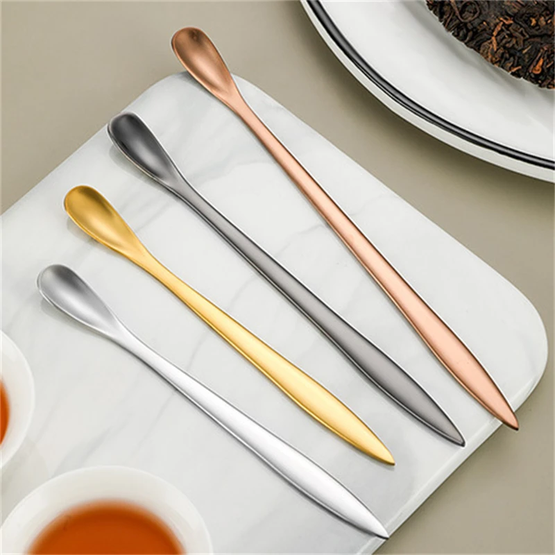 Stainless Steel Two in One Teaspoon, Stirring Spoon, Long Handle Cutlery, Mini Scoop, Kitchen Tea Set Accessories, Home Coffee