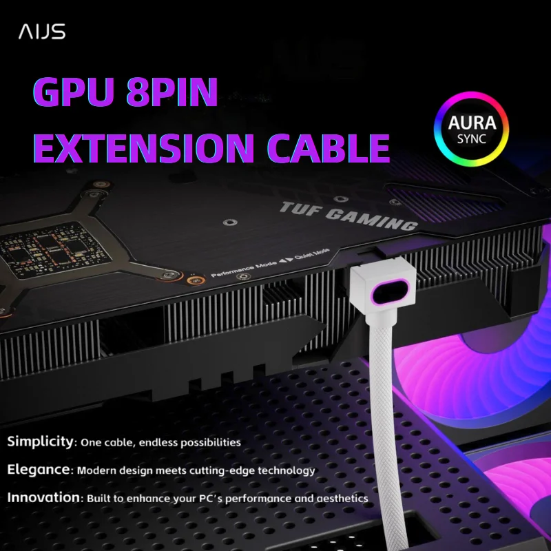 

AIJS GPU 8PIN Extension Cable with ARGB, Graphics Card Connection One-wire Extension Cable, Computer power Cables