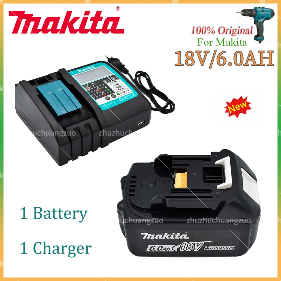 

100% Original Makita 6.0Ah 18V Li-ion Battery Charger DC18RF BL1840 BL1830 BL1430BL1440 DC18RC Charging Tool With USB Port