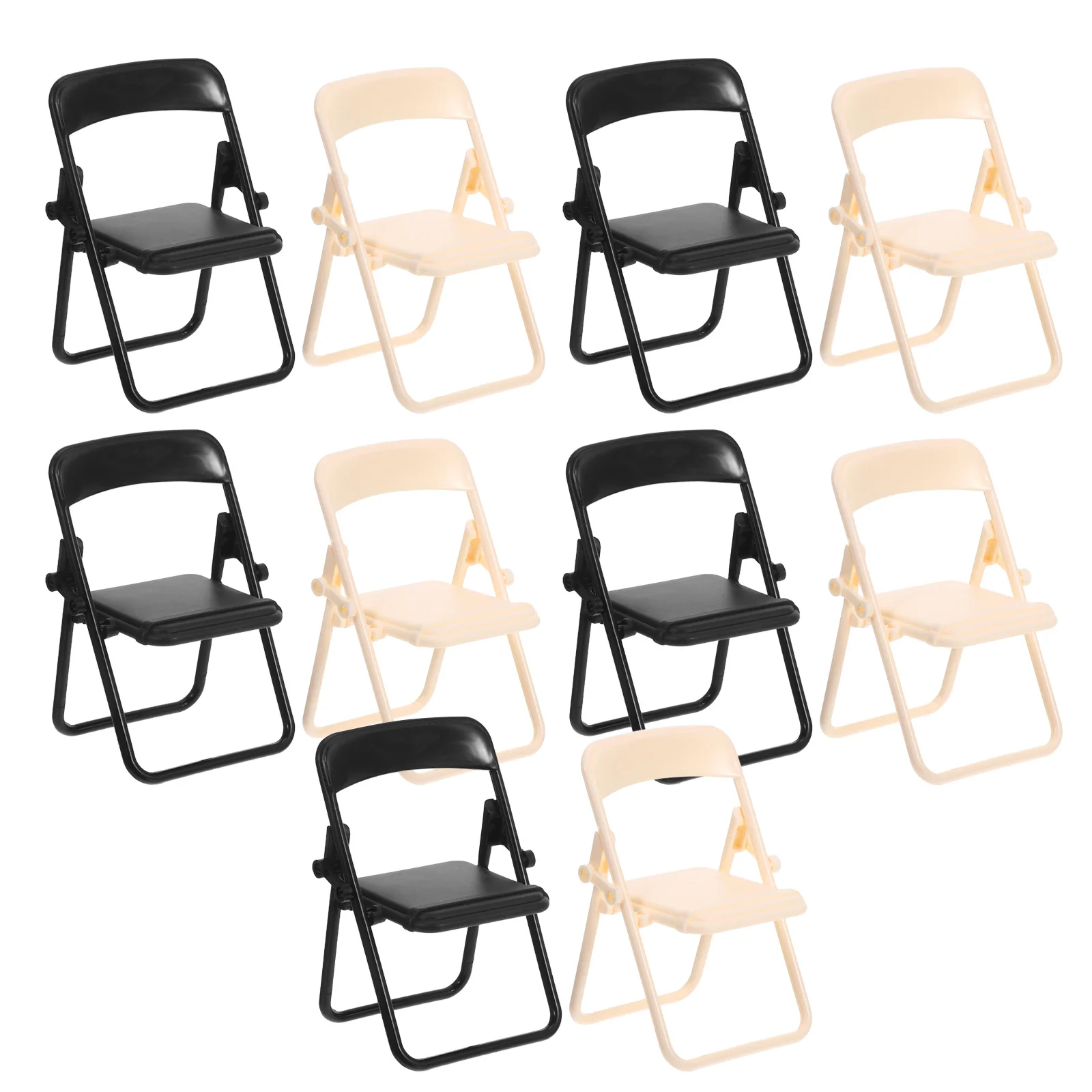 

10 pcs Mini Folding Chair Phone Holder Dollhouse Lightweight Foldable Smartphone Stand For Travel Home Office Miniature