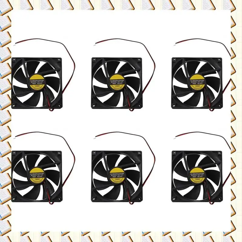 A14M 6X พลาสติกสีดําสแควร์ 9025 90 X 90 X 25 มม. DC 12V 0.25A พัดลมคูลเลอร์