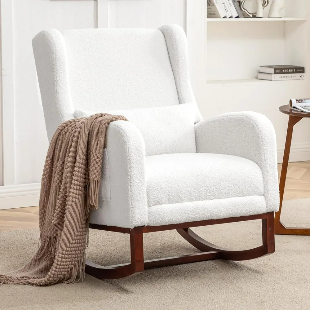 Schommelstoel kinderkamer, teddy kinderkamer schommelstoelen met voetsteun, Sherpa verpleegstoel zweefvliegtuig schommelstoel met rugleuning en kussen F