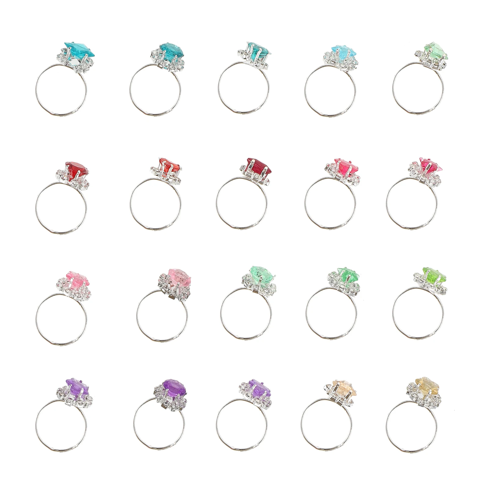 20 Pcs Children Rings Kids Jewelry Girls Plaything Imitation Diamond Birthday Toys Decorative Accessories Toddler Fashion