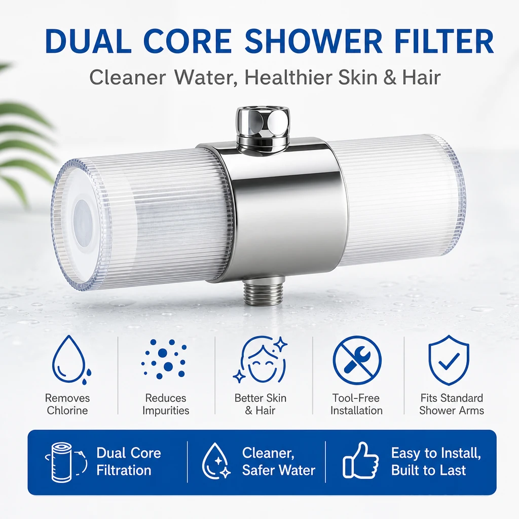15 Stage ACF Shower Filter Transparent Shell Chlorine Removal Impurity Reduction Skin & Hair Care Universal Bathroom Hotel Gym