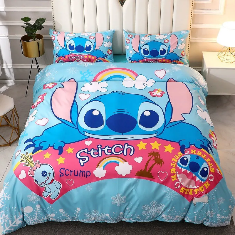 

Дисней мультфильм Лило и Стич пододеяльник наволочка стежка комплект постельного белья для девочек и мальчиков украшение для спальни подарок одинарный двойной размер