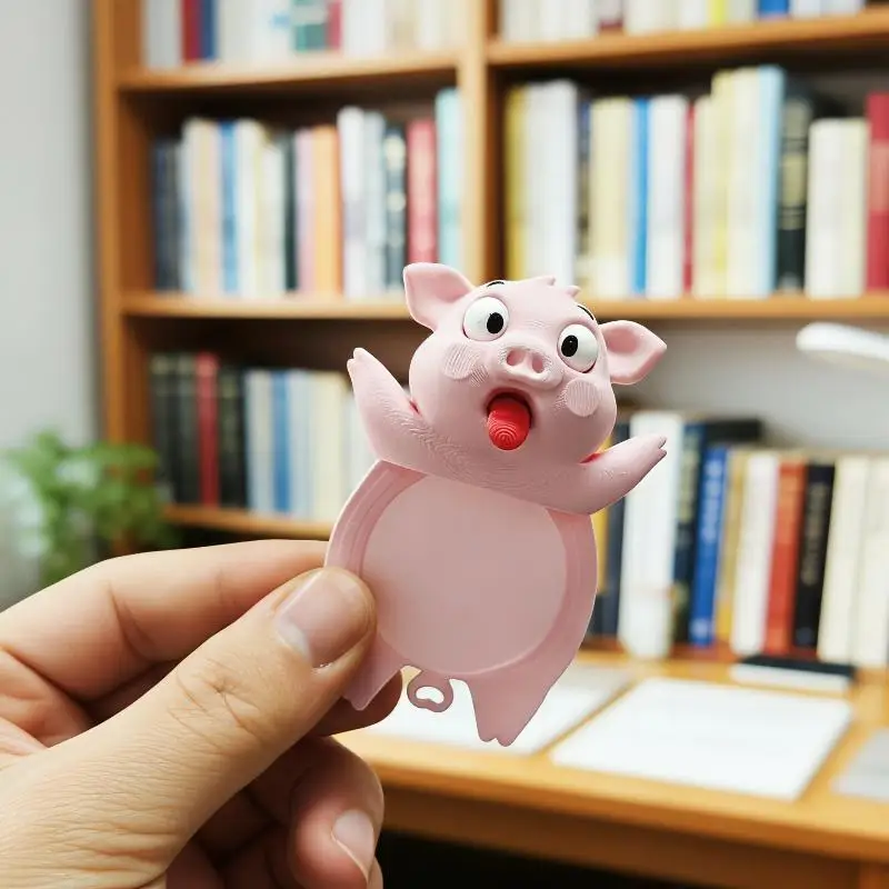 1Pcs Pink Quirky Tongue-Out Bookmark New Cute Little Pig Bookmark Creative Cartoon Page Holder