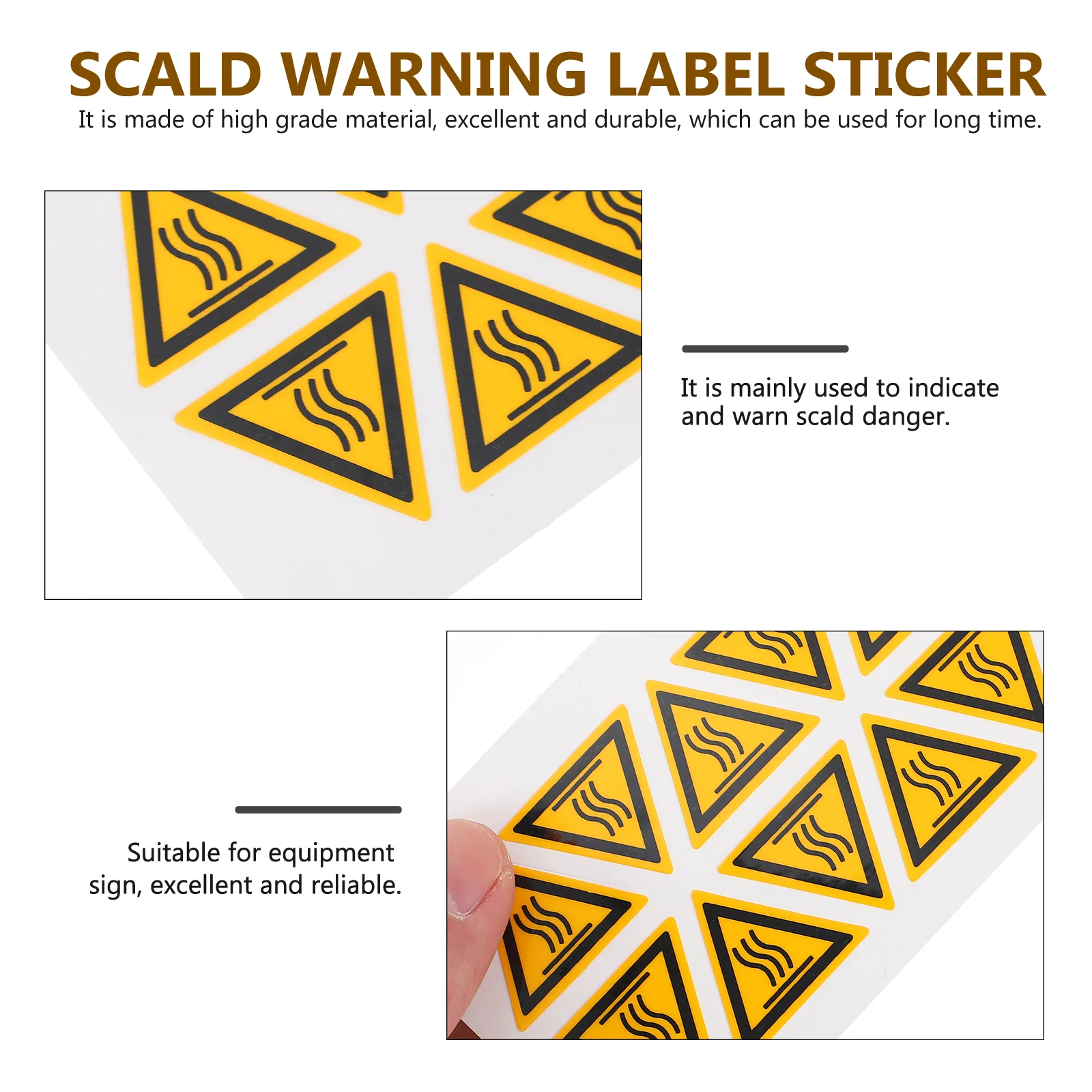 10 Pcs Label Pay Attention to High Temperature Warning Equipment Decals Sign Sticker The Scald Black Caution Stickers for