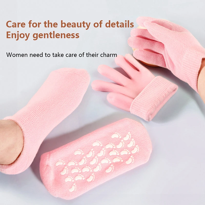 1Pair Reusable SPA Gel Socks Gloves Moisturizing Whitening Exfoliating Smooth Hands Mask Foot Care Tool