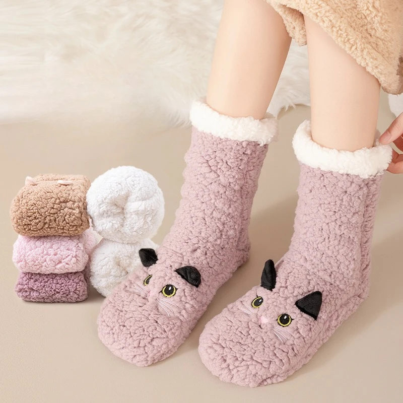 

Floor Socks Indoor Autumn and Winter Foot Warm Treasure Thickened Non-slip Sheep Fleece Warm Snow Socks