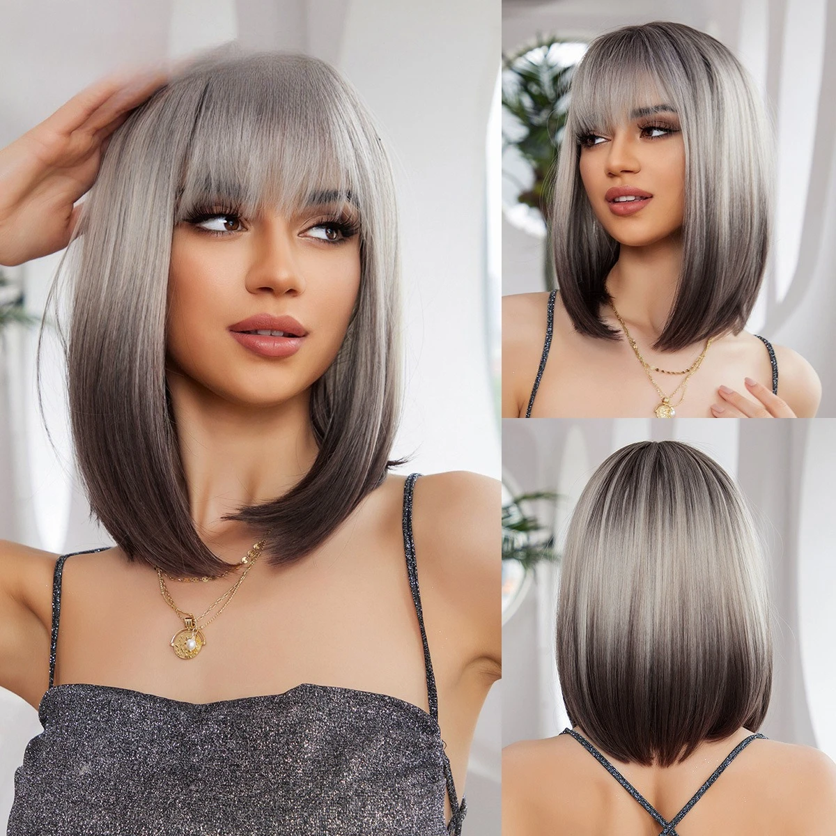 

European and American wigs are popular, Qi bangs are highlighted up and down to straighten hair, chemical fiber wigs, full headg