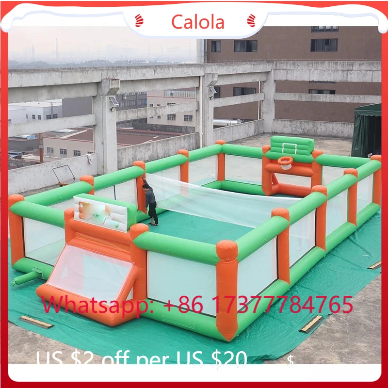 3 in 1 Inflatable Sports Arena Soccer Basketball Volleyball Court Game