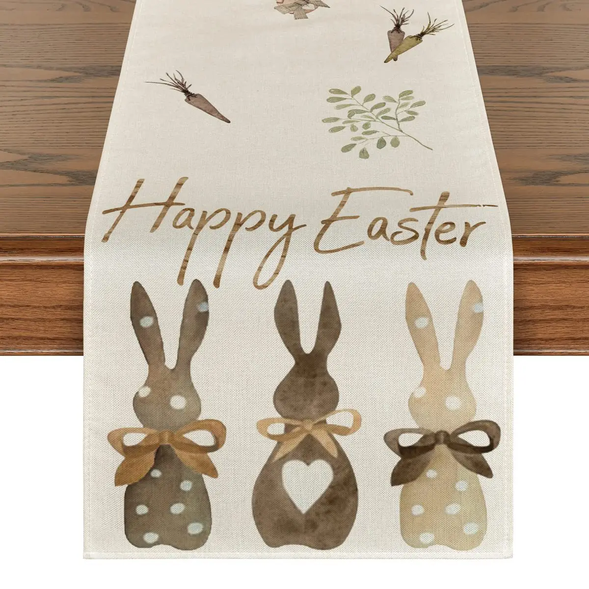 Bunny Happy Easter Placemats Gnome Rabbit design Burlap Table Runner Spring Table Mats Easter Kitchen Decorations for Dinner