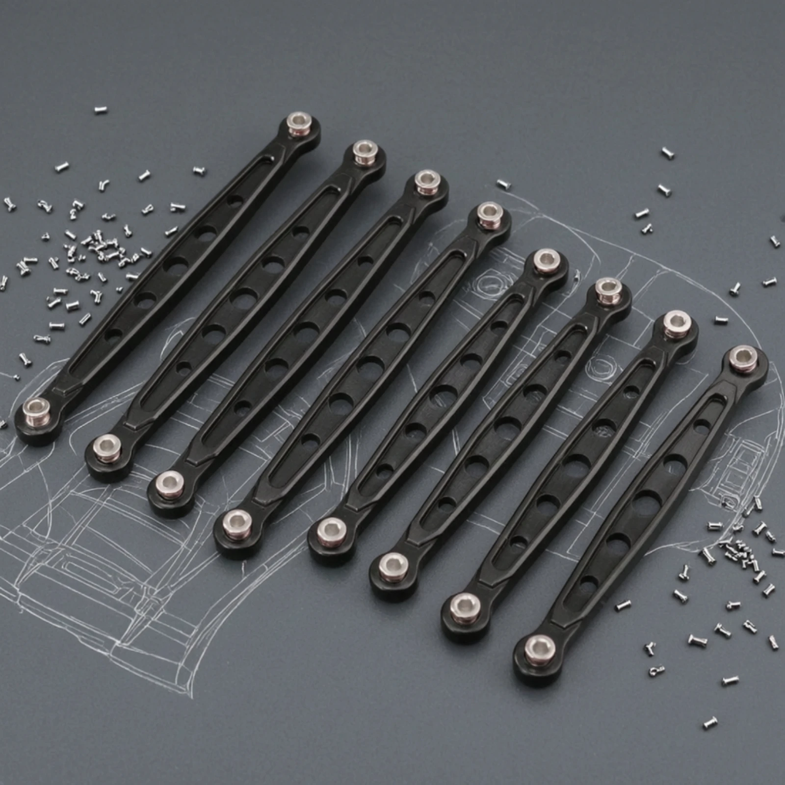 8 Pieces Metal Chassis Link Rod Set Slim Aluminum Link Kit RC Chassis Links Long-Lasting RC Tie Rods Easy to Install