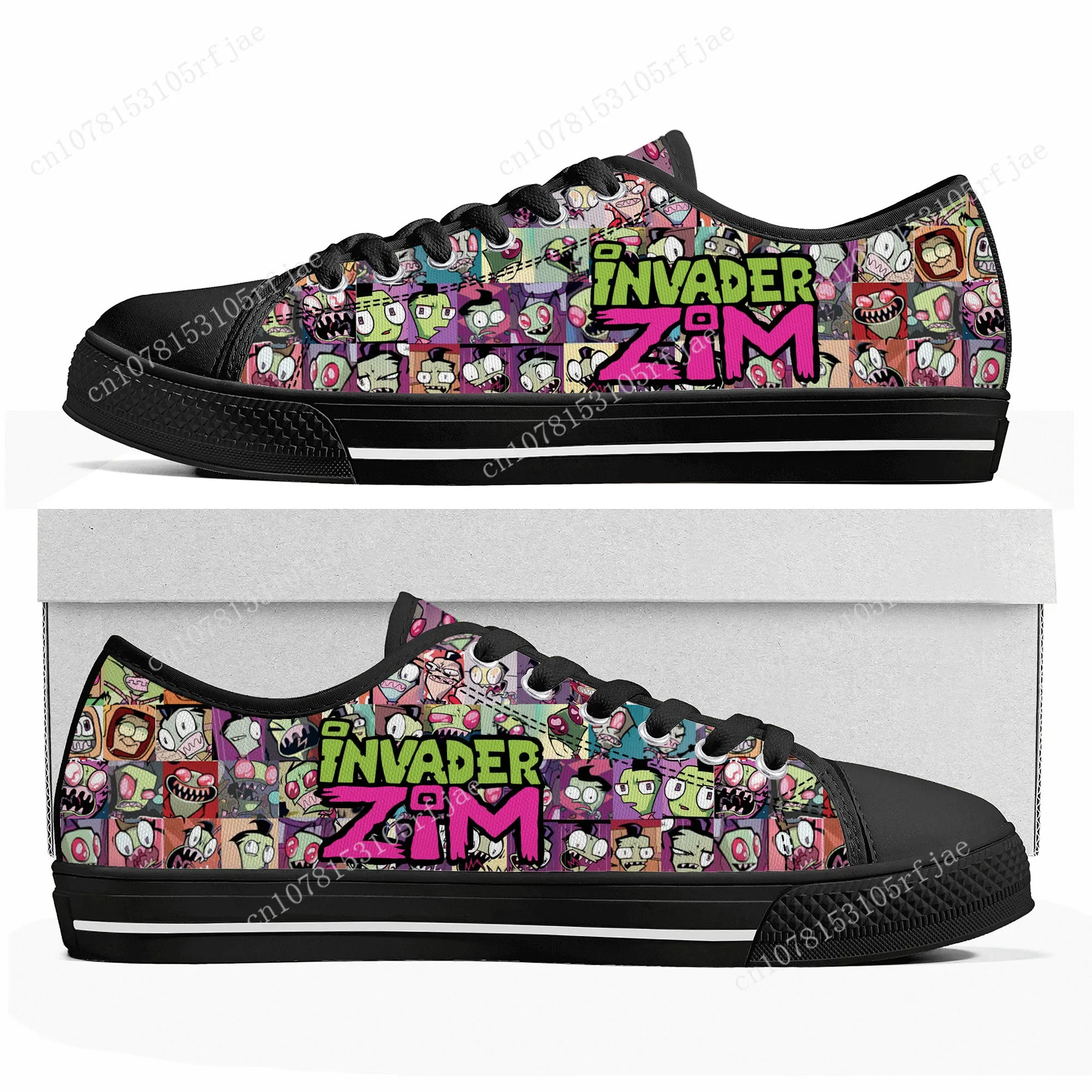 

Animation Invader Custom Low Top Sneakers Cartoon Zim Womens Mens Teenager High Quality Shoes Casual Tailor Made Canvas Sneaker