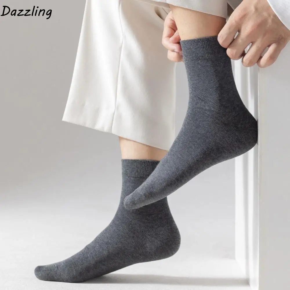 

5Pairs Breathable Short Tube Socks Men Simple Sports Cotton Ankle Socks Solid Color Hosiery Mid-Calf Socks Summer