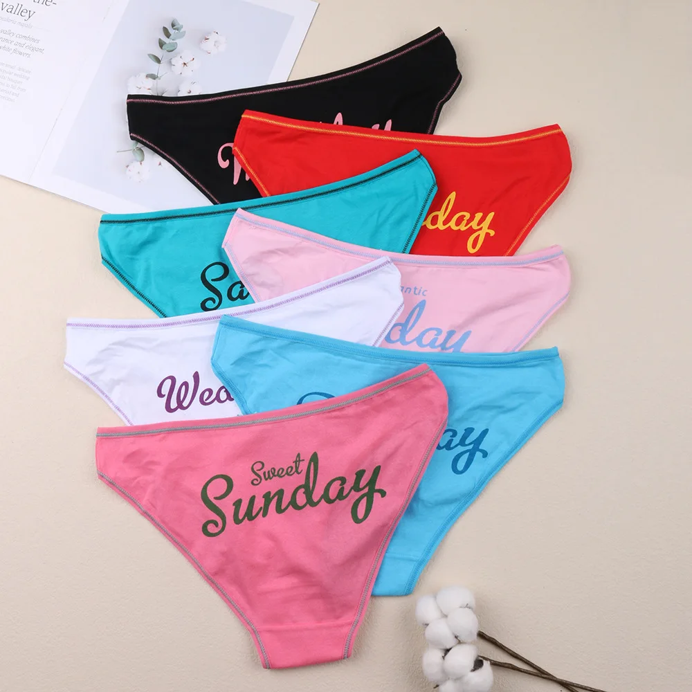 

7 Pcs/lot for Women Panties Sexy Cotton Print 7 Days A Week Briefs Female Underwear Panty Comfort Breathable Underpants XXL Size