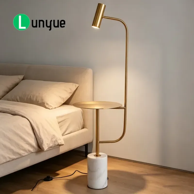 Nordic Marble Side Table Floor Lamp Post Modern Simple Living Room Coffee Table Bedroom Bedside Lamp Home Decor