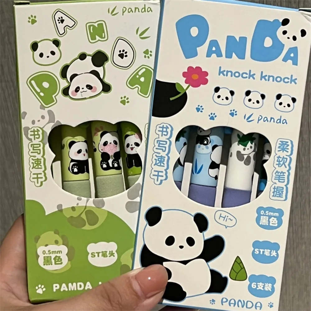 4 قطعة/صندوق ST تلميح الباندا قلم محايد اللون الصحافة نوع لينة سحابة قبضة قلم حبر جاف التجفيف السريع 0.5 مللي متر الحبر الأسود أدوات الكتابة