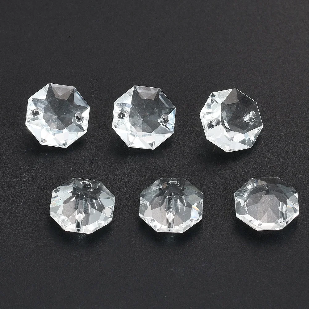 10pcs 3D Clear Diamond Octagonal Loose Crystal Glass Beads for Jewelry Making DIY Chandelier Suncatcher Handmade Accessories