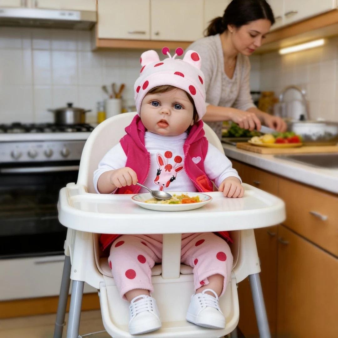 

20 Inch Cloth Body Reborn Baby Doll Handmade Lifelike Soft Bebe with Hand-rooted Hair Vinyl Limbs Newborn Birthday Gift/Playmate