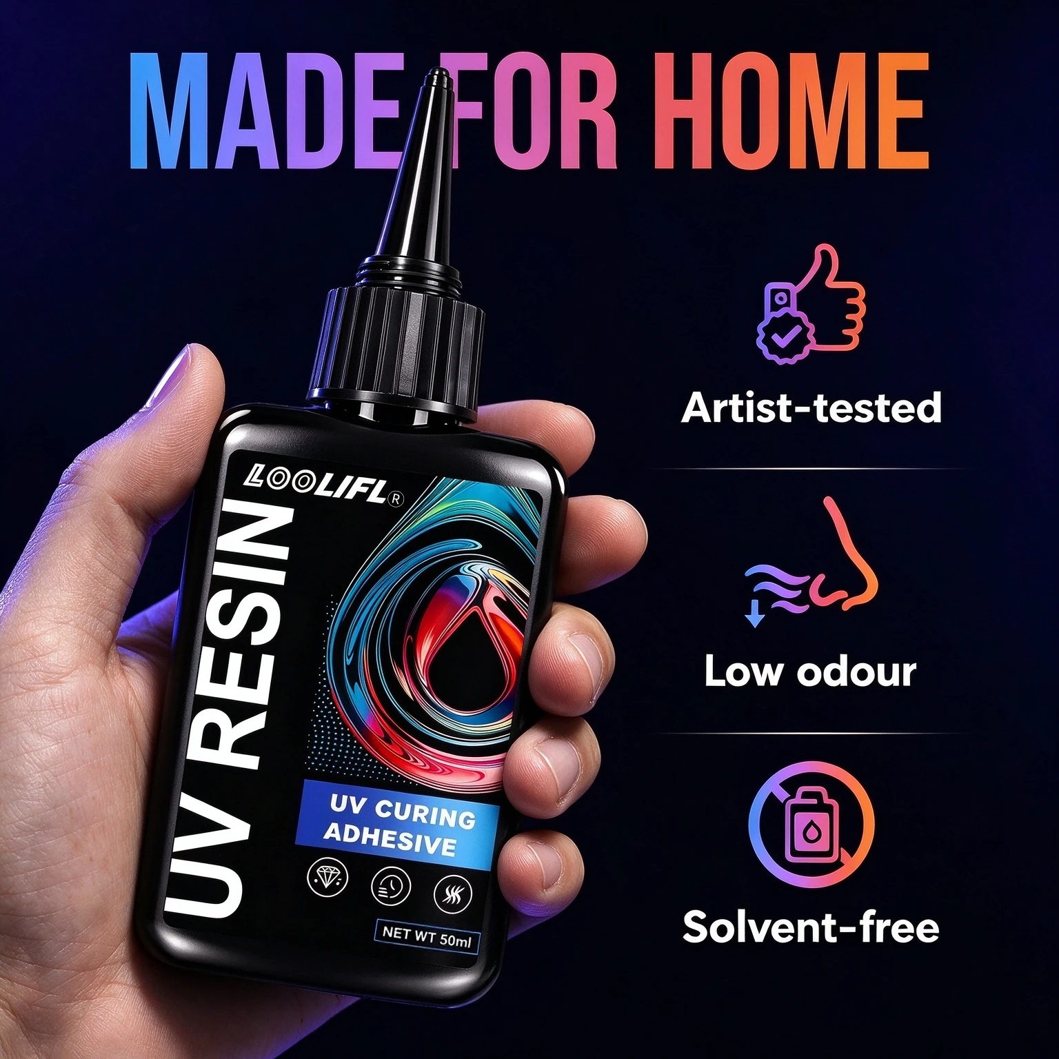 Liquid Uv Glue Kit - 50G/100G/150G/200G UV-härtendes Kleberesin-Set, transparenter, harter UV-Kleber,