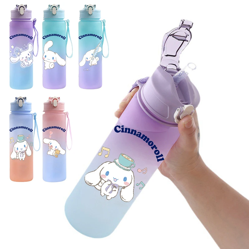 750Ml Sanrio Cinnamoroll Straw Cup Leak Proof Large Capacity Water Cup Children Portable Plastic Jug Outdoor Camping Water Cup